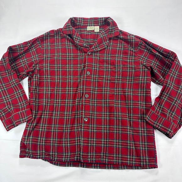 L.L.Bean Other - L.L. Bean Men's XL Red Plaid‎ Flannel Pajama Shirt 100% Cotton Long Sleeve Sleep